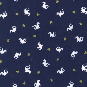 Magic Baby Dragon in Navy with Cotton Metallic by Sarah Jane for Michael Miller Fabrics