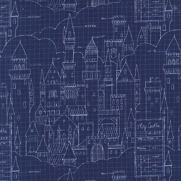 Magic Castle Plans in Navy by Sarah Jane for Michael Miller Fabircs
