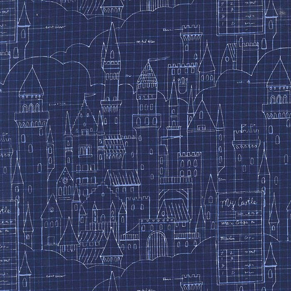 Magic Castle Plans in Navy by Sarah Jane for Michael Miller Fabircs