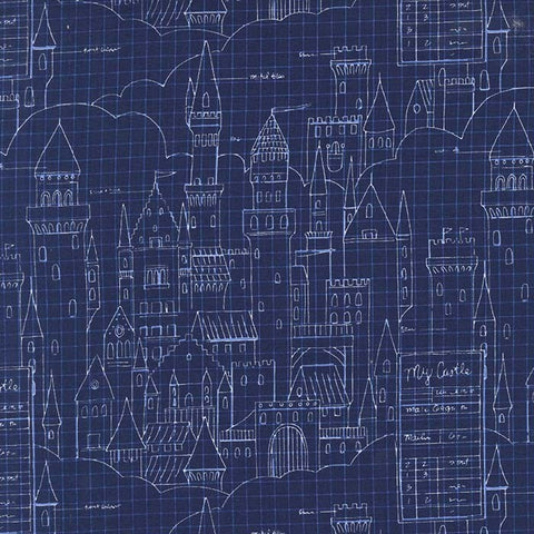 Magic Castle Plans in Navy by Sarah Jane for Michael Miller Fabircs