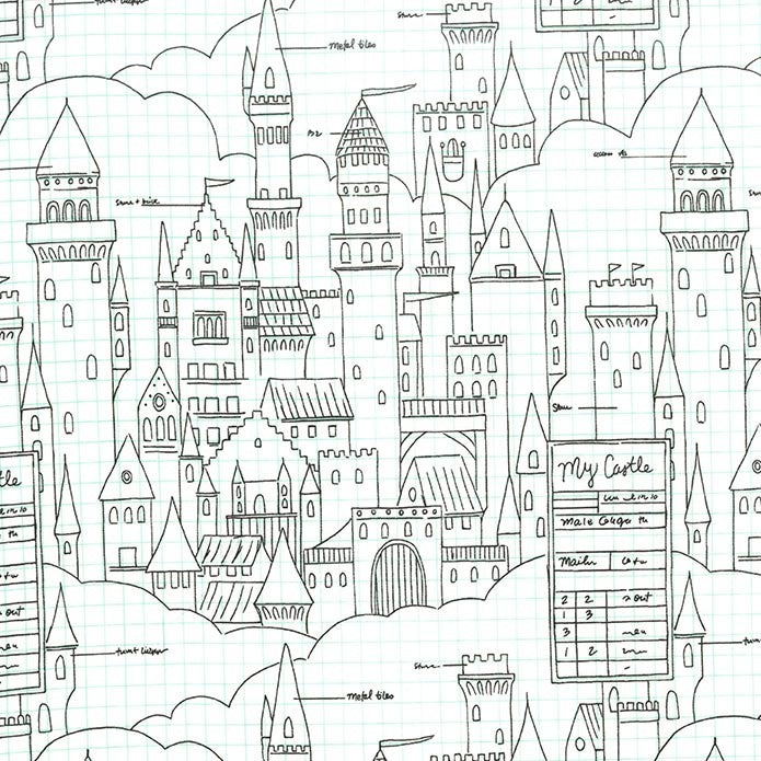 Magic Castle Layout Magic Castle Plans in White by Sarah Jane for Michael Miller Fabrics ...
