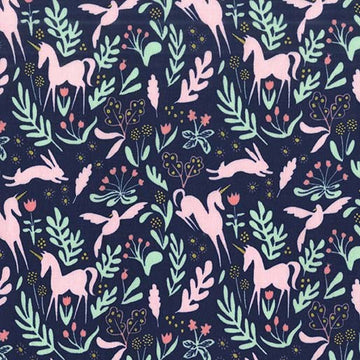 Magic Folk with Cotton Metallic in Navy by Sarah Jane for Michael Miller Fabrics
