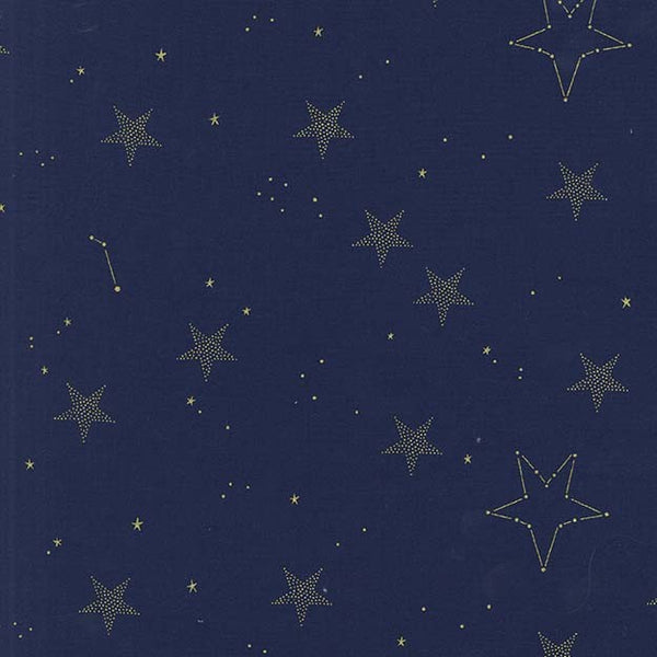 Magic Lucky Stars in Navy with Cotton Metallic by Sarah Jane for Michael Miller Fabrics