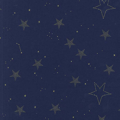Magic Lucky Stars in Navy with Cotton Metallic by Sarah Jane for Michael Miller Fabrics