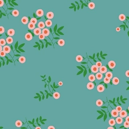 Maribel Dot Floral on Turquoise by Annabel Wrigley for Windham Fabrics
