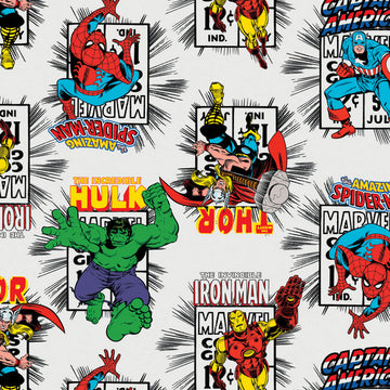 Marvel Immortals Action on White by Camelot Cottons