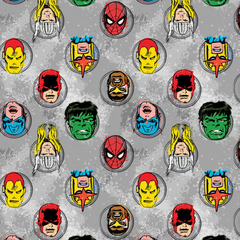 Marvel Immortals Characters on Gray by Camelot Cottons