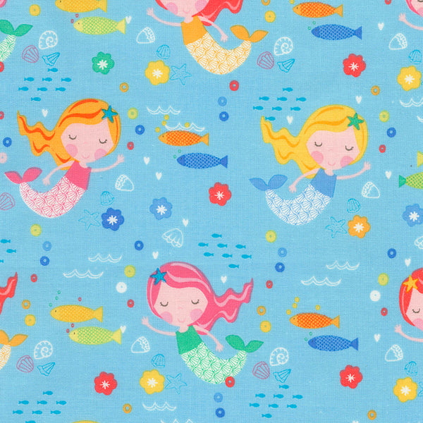 Mermaids on Sky Blue by Timeless Treasures
