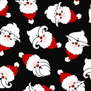 Merry Mustache Santas on Black by Caleb Gray for Robert Kaufman Fabrics