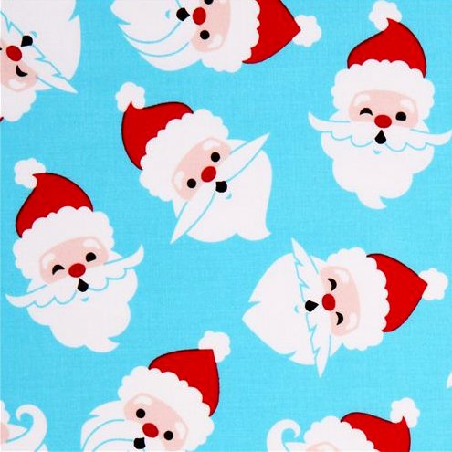 Merry Mustache Santas on blue by Caleb Gray for Robert Kaufman Fabrics