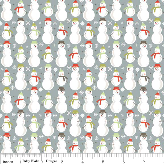 Merry Little Christmas Snowman on Gray by Riley Blake Designs