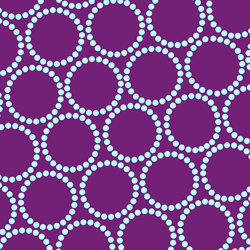 Mini Pearl Bracelet in Eggplant by Lizzy House, deep purple quilting cotton with rows of small pearl-like dots
