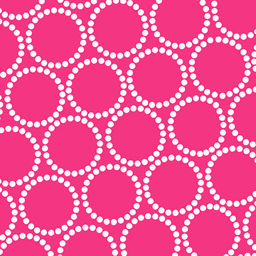 Mini Pearl Bracelet on Hot Pink by Lizzy House, hot pink quilting cotton with rows of small pearl-like dots