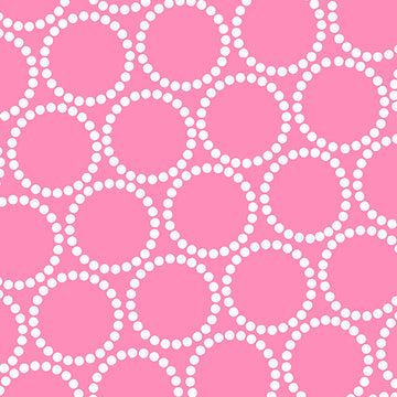 Mini Pearl Bracelet on Pink by Lizzy House, pink quilting cotton with rows of small pearl-like dots