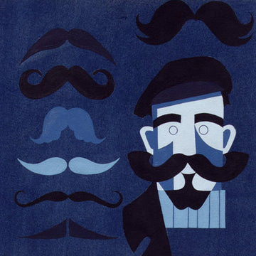 Mister Stache in Denim by Nicholes Prints for Alexander Henry Fabrics