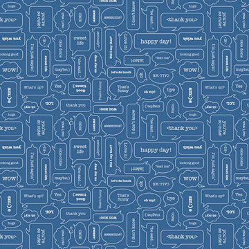 Modern Mini Texting on Blue by Lori Holt for Riley Blake