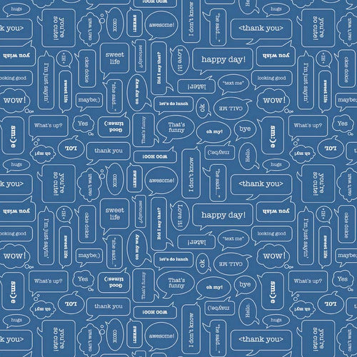 Modern Mini Texting on Blue by Lori Holt for Riley Blake