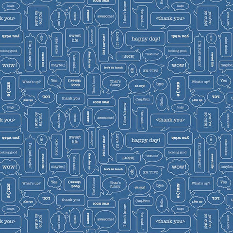 Modern Mini Texting on Blue by Lori Holt for Riley Blake