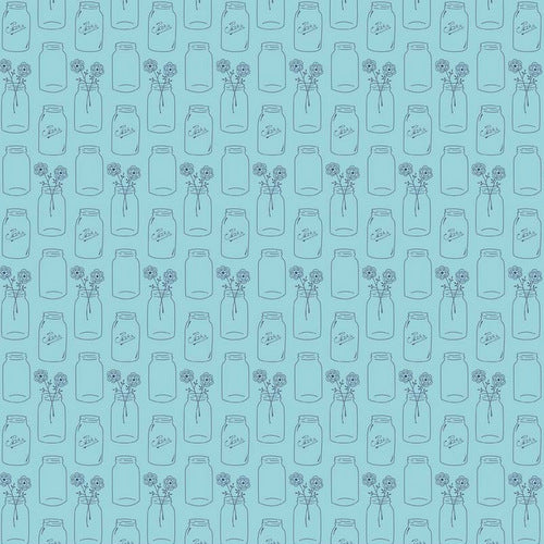 Modern Minis Mason Jars in Aqua by Lori Holt for Riley Blake