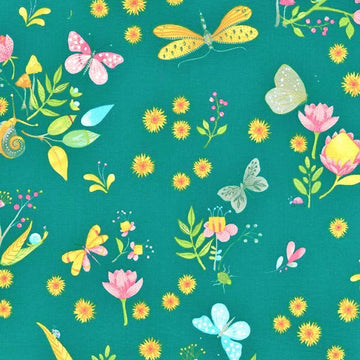 Nature Walk Little World in Teal by Tamara Kate for Michael Miller Fabrics