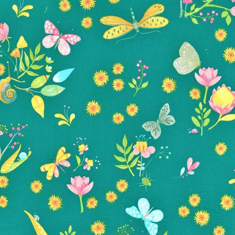 Nature Walk Little World in Teal by Tamara Kate for Michael Miller Fabrics