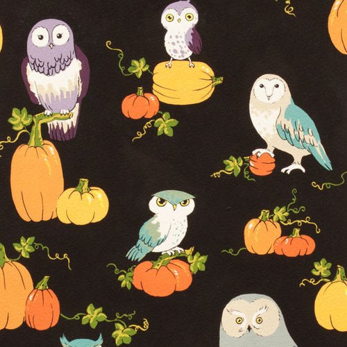 October Owl on Black by Alexander Henry Fabrics