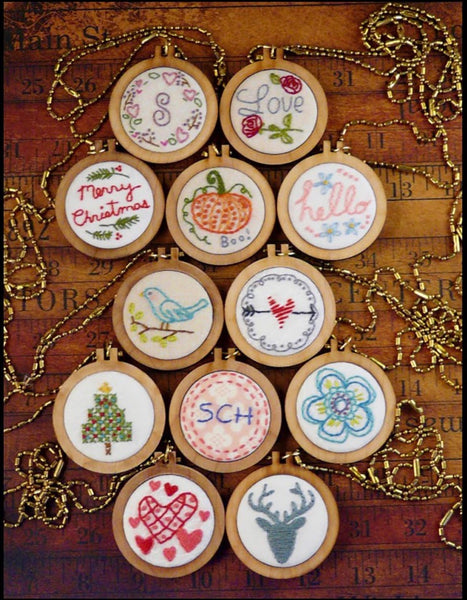 12 Mini Hexies Embroidery Pendant Designs