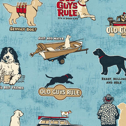 Old Guys Rule Best Friend on Denim by Robert Kaufman