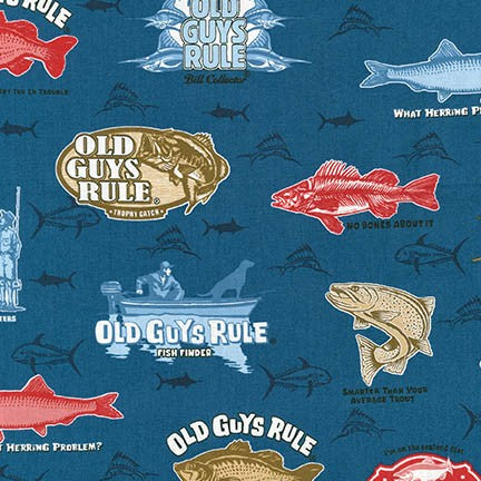 Old Guys Rule Fish Finder on Navy by Robert Kaufman