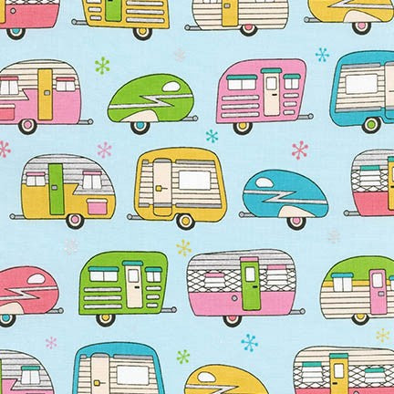 On the Road Metallic on Aqua by Robert Kaufman Fabrics
