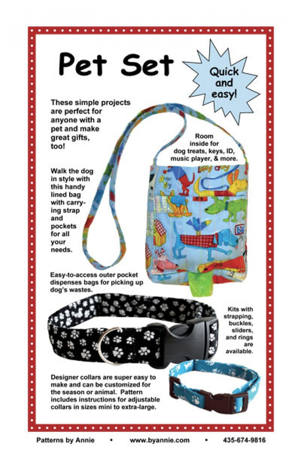 Pet Set bag and collar pattern by Annie Unrein