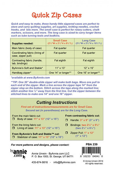 Quick Zip Cases Patterns By Annie