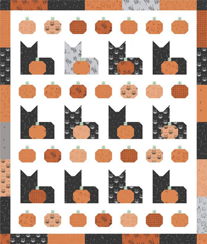 Pumpkins and Cats Quilt Kit