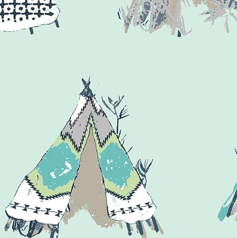 Pandalicious Gansu Village Mintglow by Katarina Rocella for Art Gallery Fabrics