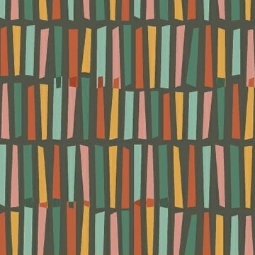 Party Animals Stripe on Charcoal by Petit Collage for Windham Fabrics