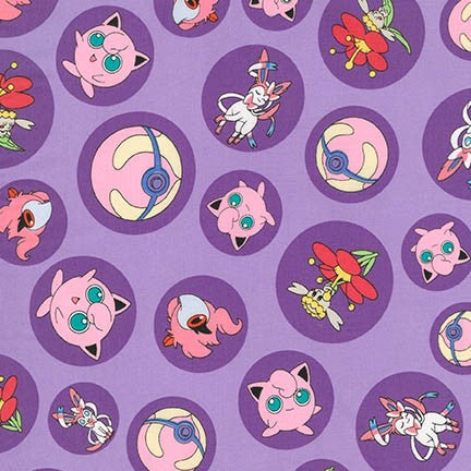 Pokemon Characters in Circles on Purple by The Pokemon Co for Robert Kaufman