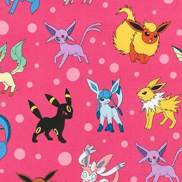 Pokemon Characters on Pink by Pokemon Co. for Robert Kaufman