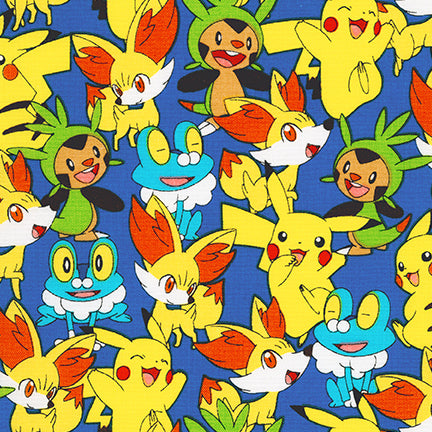 Pokemon Creatures on Royal by Robert Kaufman Fabrics