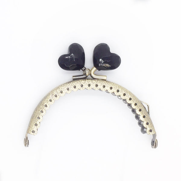 Purse Frame with Black Heart Clasp