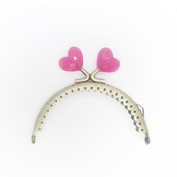 Purse Frame with Dark Pink Heart Clasp
