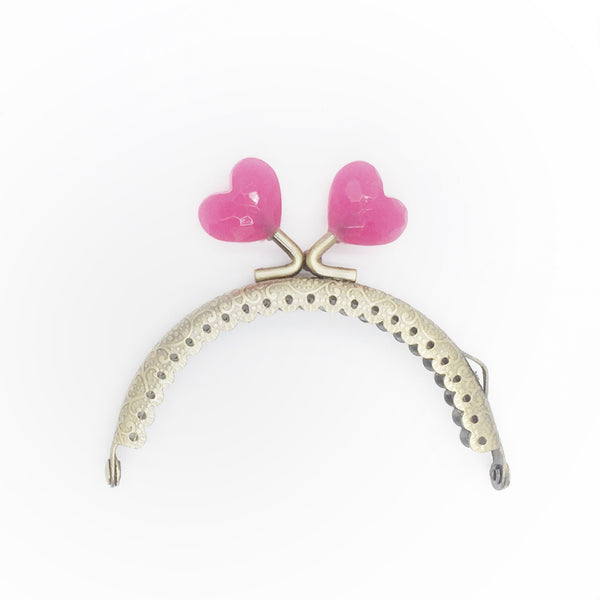 Purse Frame with Dark Pink Heart Clasp