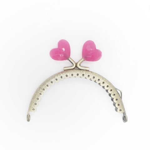 Purse Frame with Dark Pink Heart Clasp