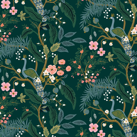 Vintage Garden Peacock in Hunter Metallic by Rifle Paper Co RP1000-HU1M