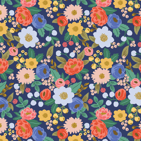 Vintage Garden Vintage Blossom in Blue Metallic by Rifle Paper Co RP1001-BL1M