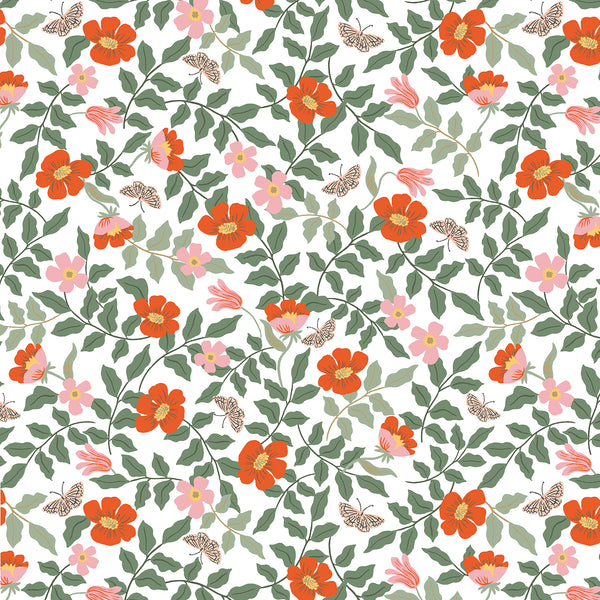 Strawberry Fields Primrose in Ivory by Rifle Paper Co, ivory quilting cotton with tossed florals