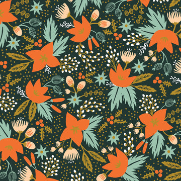 Holiday Classics Poinsettia in Evergreen Metallic by Rifle Paper Co RP602-EV1M