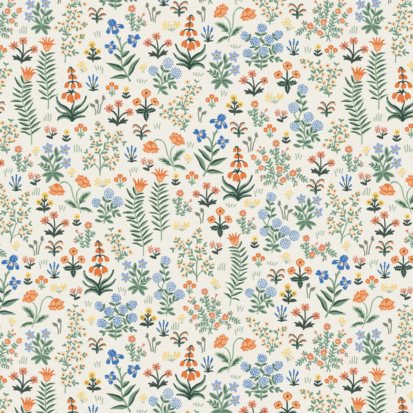 Camont Menagerie Garden in Cream by Rifle Paper Co, cream quilting cotton with animals and flowers