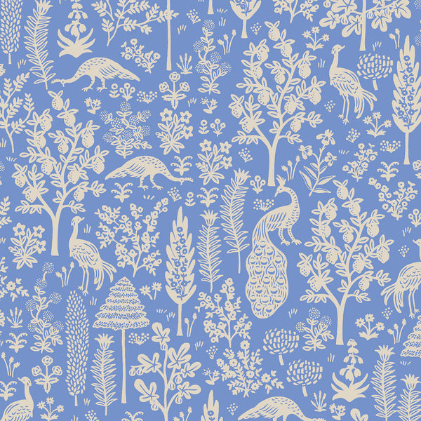 Camont Menagerie Silhouette in Blue by Rifle Paper Co, blue quilting cotton with animal silhouettes