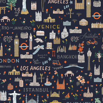 Bon Voyage World Traveler in Navy by Rifle Paper Co RP800-NA3