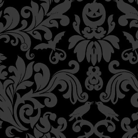 Raven Black Damask by Rosemarie Lavin Design for Windham Fabrics